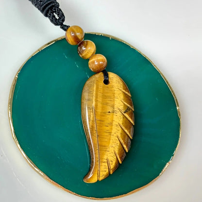 Tiikerinsilmä - Enkelinsiipikaulakoru - Terveyttä, ymmärrystä ja sisäistä voimaa - Valkoisen Liekin Voima