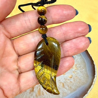 Tiikerinsilmä - Enkelinsiipikaulakoru - Terveyttä, ymmärrystä ja sisäistä voimaa - Valkoisen Liekin Voima