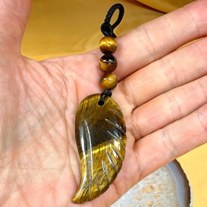 Tiikerinsilmä - Enkelinsiipikaulakoru - Terveyttä, ymmärrystä ja sisäistä voimaa - Valkoisen Liekin Voima