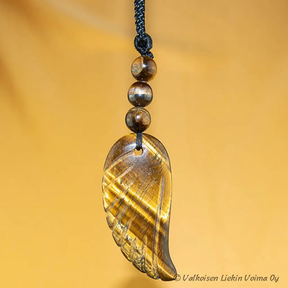 Tiikerinsilmä - Enkelinsiipikaulakoru - Terveyttä, ymmärrystä ja sisäistä voimaa - Valkoisen Liekin Voima