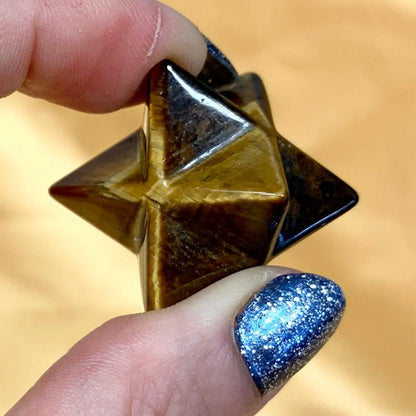 Tiikerinsilmä - Kristallimerkaba - Suojelua, hoitavaa energiaa, viisautta - 2cm - Valkoisen Liekin Voima