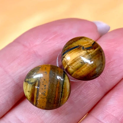 Tiikerinsilmä - Nappikorvakorut - Viritetty Arkkienkeli Metatronin energiaan - Valkoisen Liekin Voima