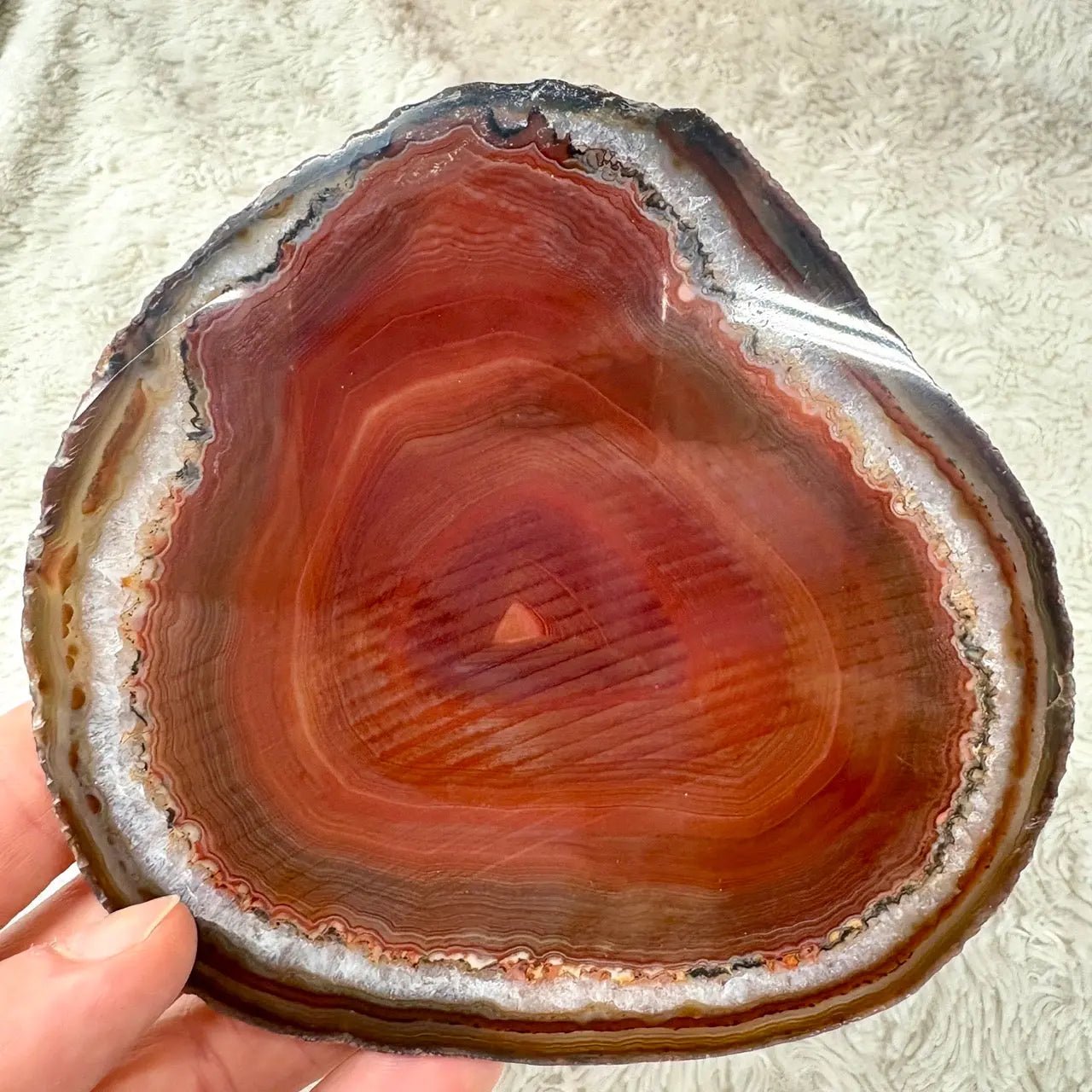 Uniikki Akaattilevy - Punaruskea - 11,5cm x 11cm - 155g - Valkoisen Liekin Voima