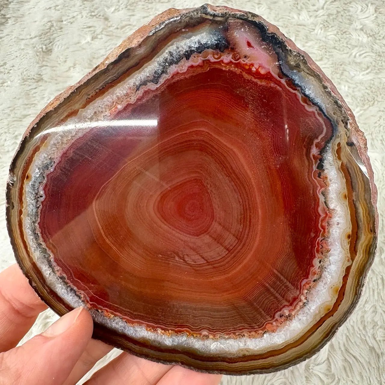 Uniikki Akaattilevy - Punaruskea - 11,5cm x 11cm - 155g - Valkoisen Liekin Voima