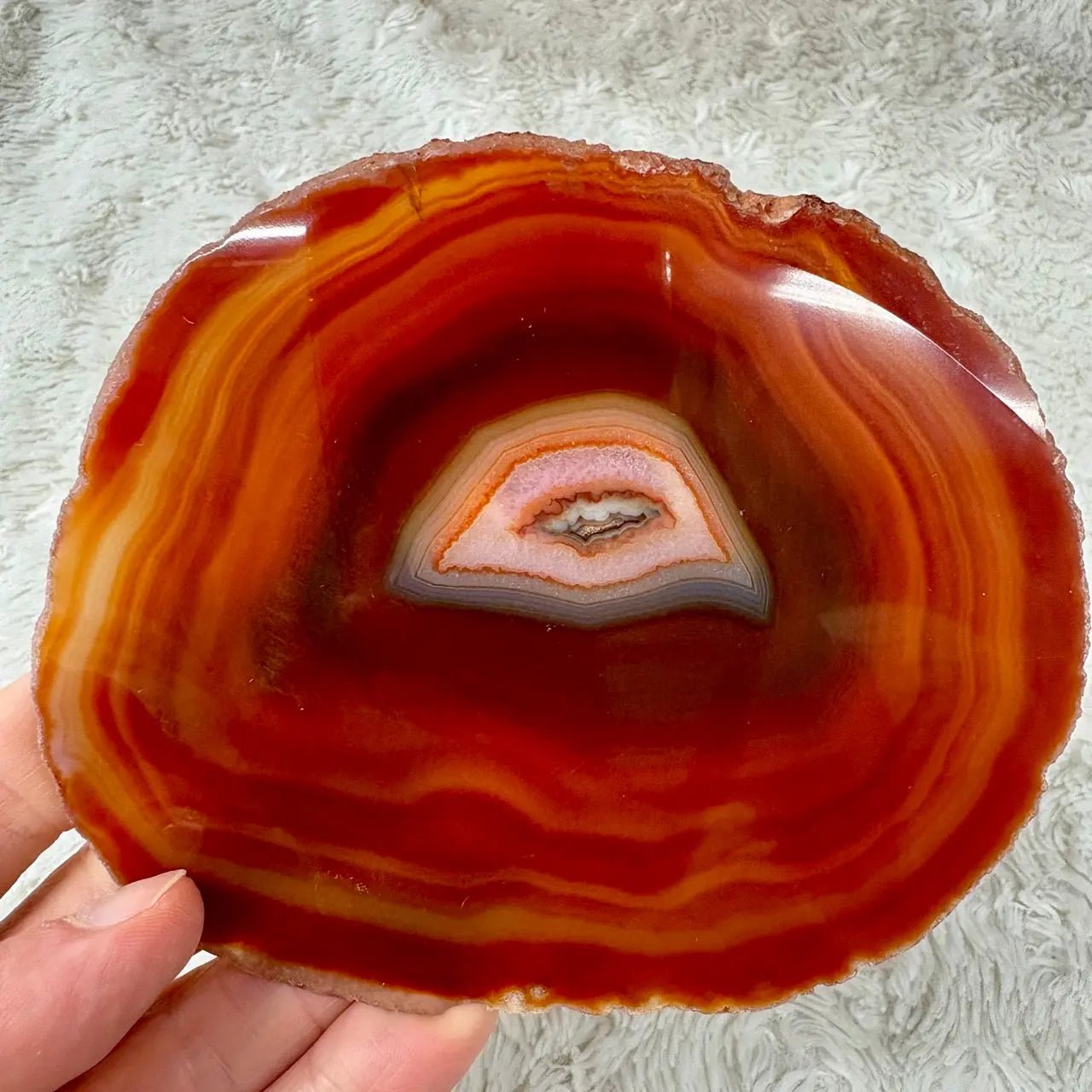 Uniikki Akaattilevy - Punaruskea - 12cm x 10cm - 130g - Valkoisen Liekin Voima