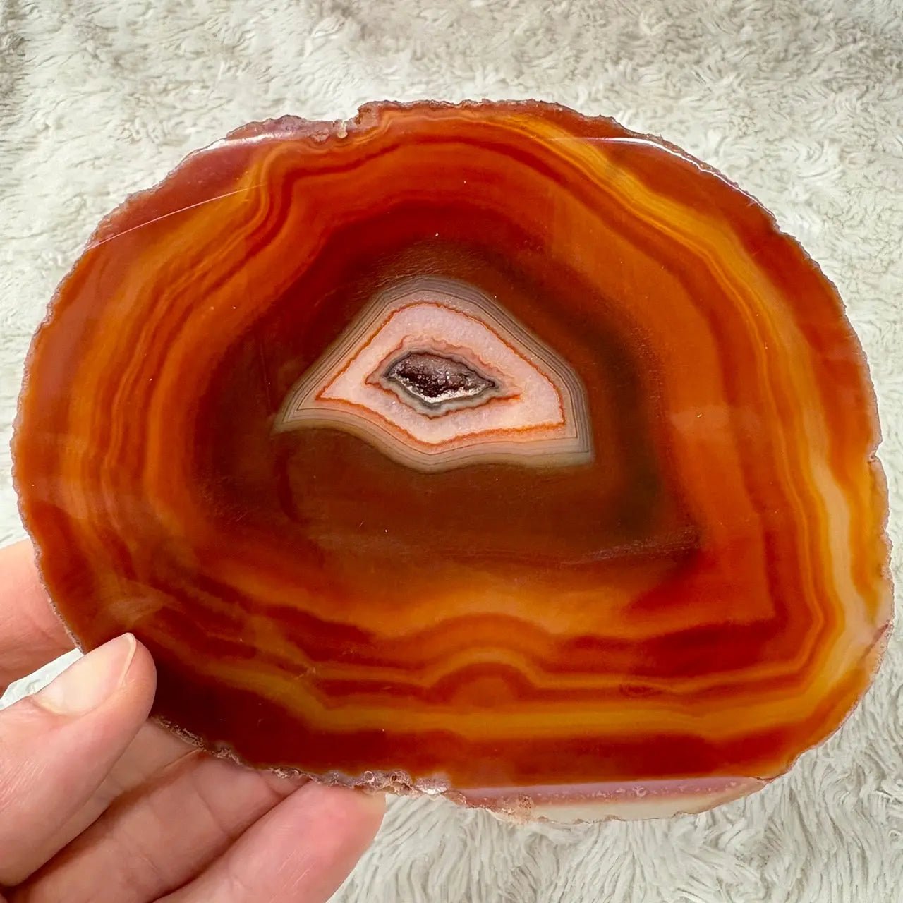 Uniikki Akaattilevy - Punaruskea - 12cm x 10cm - 130g - Valkoisen Liekin Voima