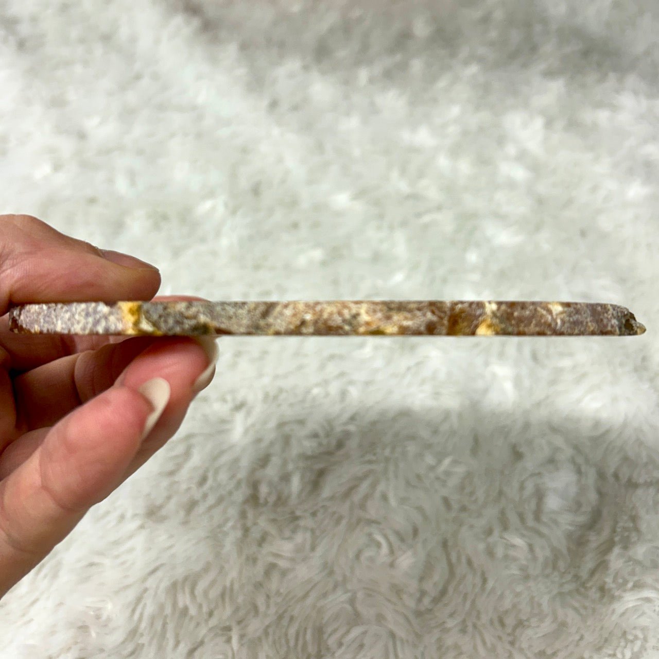 Uniikki Akaattilevy - Toffee - 13cm x 11cm - 180g - Valkoisen Liekin Voima