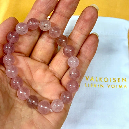 Vaalea Mansikkakvartsi - Rannekoru - Purkaa itsesyytöstä ja häpeää, voimistaa - Valkoisen Liekin Voima