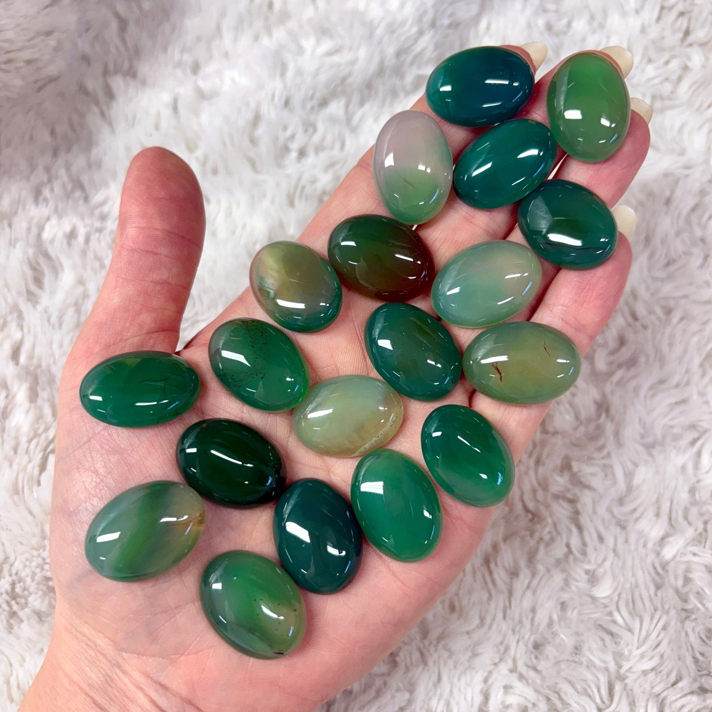 Vihreä akaatti - Kämmenkivi - 2,5cm - Valkoisen Liekin Voima