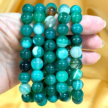 Vihreä akaatti - Rannekoru - Tuo elinvoimaa, parannusta ja runsautta - Valkoisen Liekin Voima