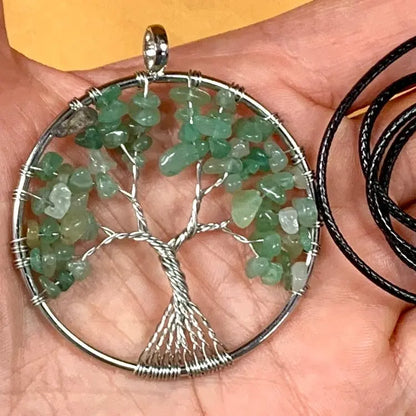 Vihreä aventuriini - Elämänpuu kaulakoru - 5cm - Valkoisen Liekin Voima