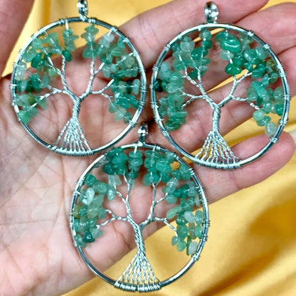 Vihreä aventuriini - Elämänpuu kaulakoru - 5cm - Valkoisen Liekin Voima