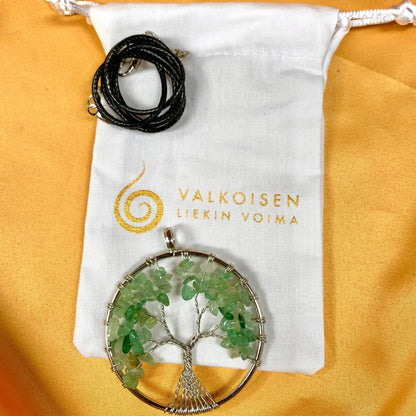 Vihreä aventuriini - Elämänpuu kaulakoru - 5cm - Valkoisen Liekin Voima