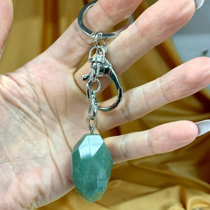 Vihreä aventuriini - viistehiottu kaulakoru/avaimenperä 4cm - Valkoisen Liekin Voima